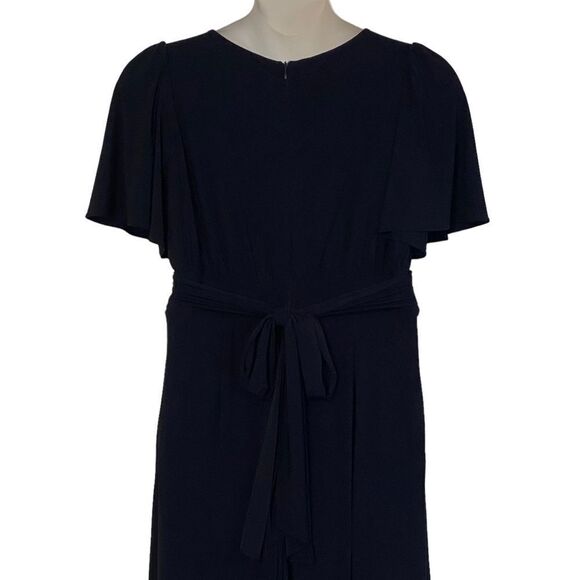 Julia Jordan Black Flutter Sleeve Stretch Jersey Wide Leg Jumpsuit Sz 12 - Picture 11 of 16